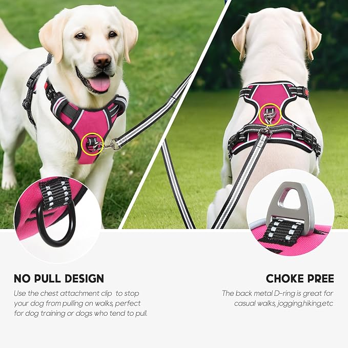 Timos No Pull Dog Harness, No Choke Front Lead Dog Reflective Harness, Adjustable Soft Padded Pet Vest with Easy Control Handle for Small Medium Large Dogs Timos