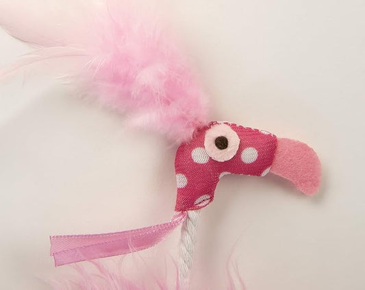 SmartyKat Flamingo Flip Feather Cat Toy, Contains Silvervine & Catnip - Pink, Small - PAWPICO