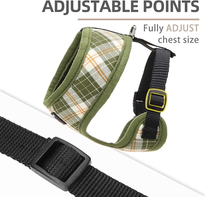 PUPTECK Soft Mesh Dog Harness and Leash Set Pet Puppy Cat Comfort Padded Vest No Pull Harnesses, Olive Green, S PUPTECK