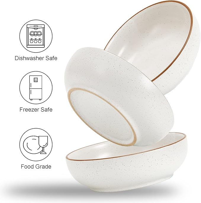 Ceramic Cat Bowls, Howise Pet Bowl Cat Dishes for Food and Water, 5.3 In Cat Food Dish 3 Pack Cat Food Bowls Set Small Dog Dish, Matte White Finish - PAWPICO