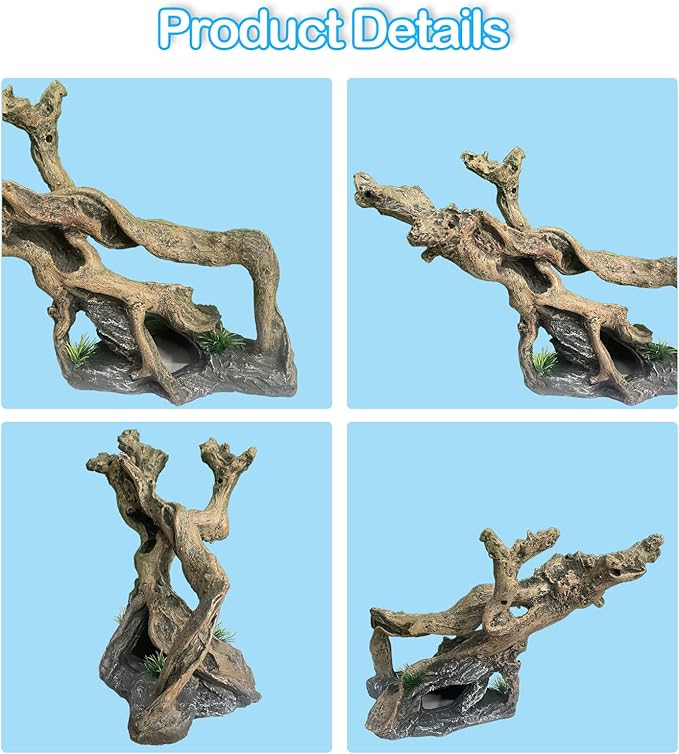 Resin Reptile Driftwood Decoration Bearded Dragon Branch Lizard Climb Habitat Decor Hanging Jungle Vines Reptiles Tank Accessories for Chameleon Snake Gecko Spider Fish Tree Frog MUYG