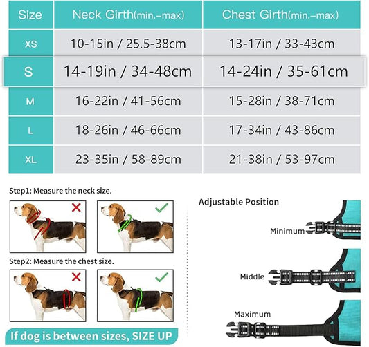 Timos No Pull Dog Harness, Release at Neck Reflective 3 Snap Buckles Adjustable No Choke Pet Vest with Front & Back 2 Leash Clips, Soft Padded Control Training Handle for Small Medium Large Dogs Timos