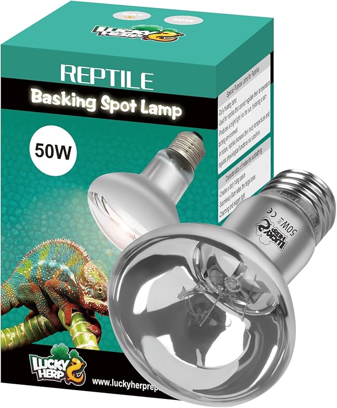 LUCKY HERP Heat Lamp Bulbs, UVA Intense Basking Spot Light Reptile Heat Lamp(Clear) 50W, Simulated Natural Sunlight Heat Lamp Bulbs for Reptile, Bearded Dragon, Amphibian, Turtle, Snake, Lizard LUCKYHERP