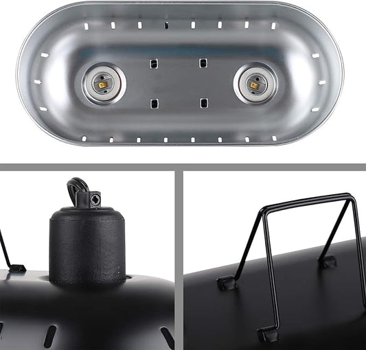 15inch Light Fixture, Max 150W Dual Reptile Heat Lamp Fixture with Separate Switches, Double Dome UVB Light Fixture for Reptile Terrarium and Tortoise Habitat DXOPHIEX