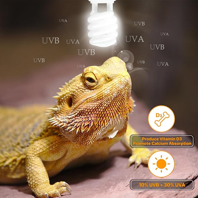 LUCKY HERP UVA UVB Reptile Light 10.0, Desert UVB 150 Compact Fluorescent Lamp, UVB Light for Reptiles 23W, UVA UVB Reptile Light Bulb, UVB Bulb for Reptiles Bearded Dragons Lizards Tortoises Snakes LUCKYHERP