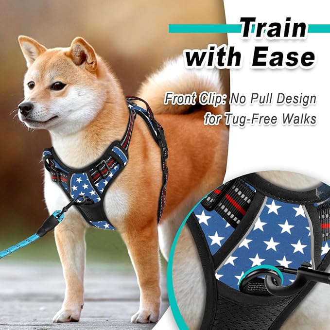 BARKBAY Dog Harness No Pull for Large Dogs - Adjustable, Reflective, Comfortable, No Choke, Heavy-Duty - Perfect for Outdoor Training, Walking, and Hiking - Strong & Durable - XL & Star BARKBAY