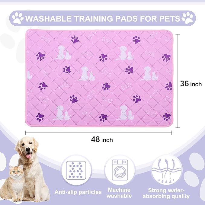 Washable Pee Pads for Dogs,Non-Slip Washable Pee Pads,36X48 inch Reusable Pet Training Pads,Reusable Puppy Pads, Dog Training Pads with Fast Absorbent,Waterproof Bed Pads,Dog Crate Pad - PAWPICO