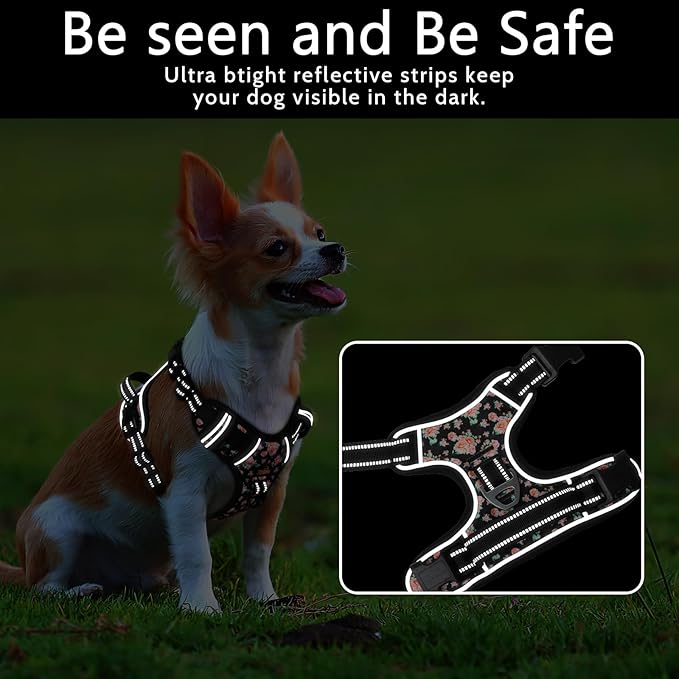Timos Dog Harness, No-Pull Pet Harness with 2 Leash Clips, Adjustable Soft Padded Dog Vest, Reflective Outdoor Pet Oxford Vest with Easy Control Handle Timos