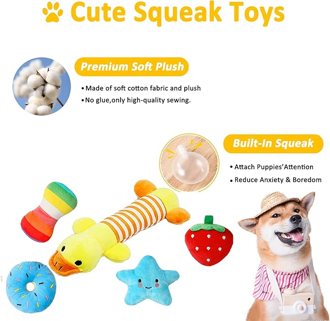 Dog Puppy Toys 25 Pack,Puppy Chew Toys for Fun and Teeth Cleaning,Dog Squeak Plush Toys, Squeaky Toy Balls, Tug of War Toys, Puppy Teething Toys, Dog Rope Toys Pack for Puppy to Small Dogs - PAWPICO