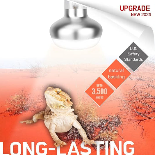 Basking Light for Reptiles, 2-Pack 100W Upgraded Intense Basking Spot, Reptile Basking Bulb Light, UVA Heat Lamp Bulb for Bearded Dragon Turtle Chicken ReptiKing