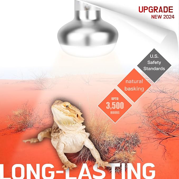 Reptile Heat Lamp, 2 Pack 75W Intense Basking Bulbs Light for Reptiles, UVA Daylight Basking Light for Bearded Dragon, Lizard, Gecko,Turtle, Reptile Heat Bulb ReptiKing