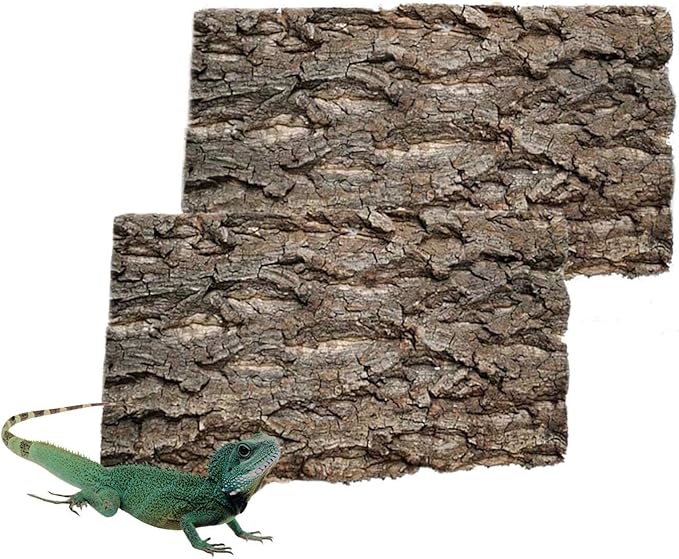 2PCS Cork Terrarium Background 15.7x11.8in Natural Cork Large Bark Backdrop Reptile Climbing Mat Habitat Decor for Spider Lizard Chamelon Turtle Beared Dragon Hamiledyi