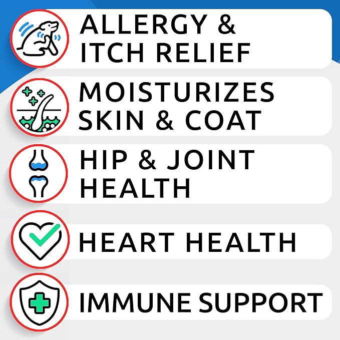 Omega 3 for Dogs and Cats - 180 Fish Oil Treats for Dog Shedding, Skin Allergy, Itch Relief, Hot Spots Treatment - Joint Health - Skin and Coat Supplement - EPA & DHA Fatty Acids - Salmon Oil - Bacon BARKSPARK