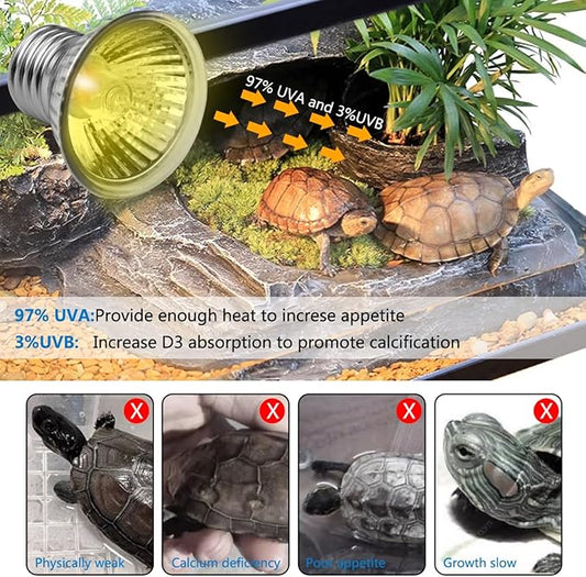 DOMICA 4-Pack 50W UVA UVB Light Bulbs for E27 Reptile Heat Lamp, Basking Spot Light Simulated Sunlight, Heating Lamp for Turtle, Lizard, Snake, Beared Dragon, Amphibians DOMICA