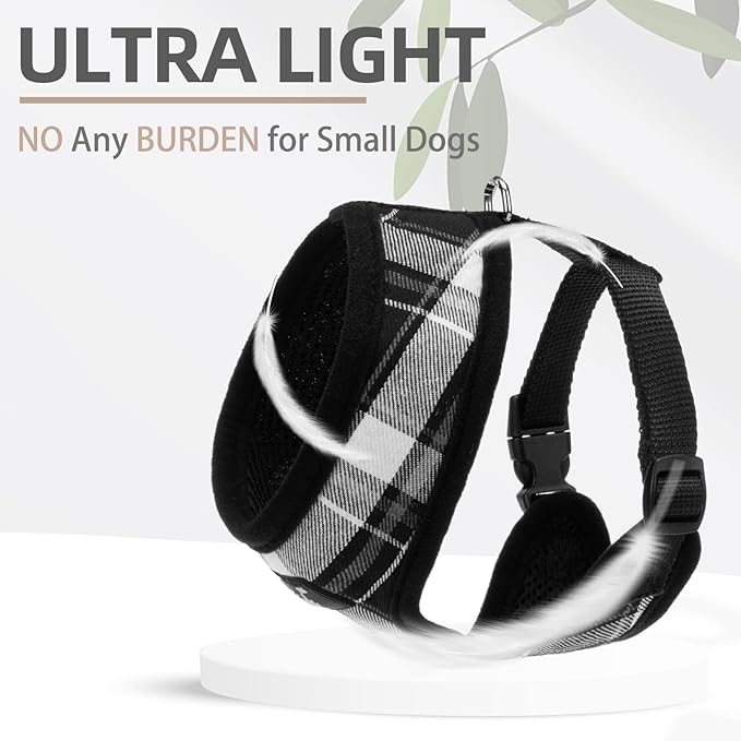 PUPTECK Soft Mesh Dog Harness and Leash Set Pet Puppy Cat Comfort Padded Vest No Pull Harnesses, Black, L PUPTECK