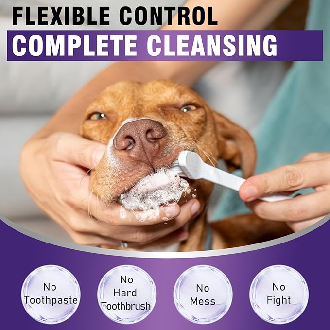 Teeth Cleaning Wipes for Dogs & Cats, Dental Care Finger Wipes, Remove Plaque, Tartar & Bad Breath, Disposable Gentle Cleaning & Gum Care Pet Wipes, No-Rinse Dog Finger Toothbrush, 50 Counts Pjordo