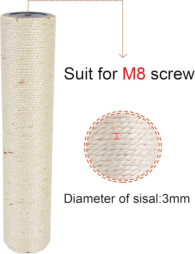 Dimaka Cat Scratching Post Replacement Pole, Cardboard and Sisal, 13.4in, 34cm - PAWPICO