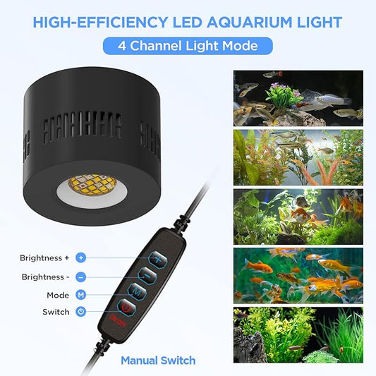 Lominie LED Aquarium Light, Dimmer Remote Control 0-100% Brightness 80W Planted Fish Tank Light Clamp Clip Lamp for Freshwater Refugium Algae Fish Tank with Gooseneck Lominie