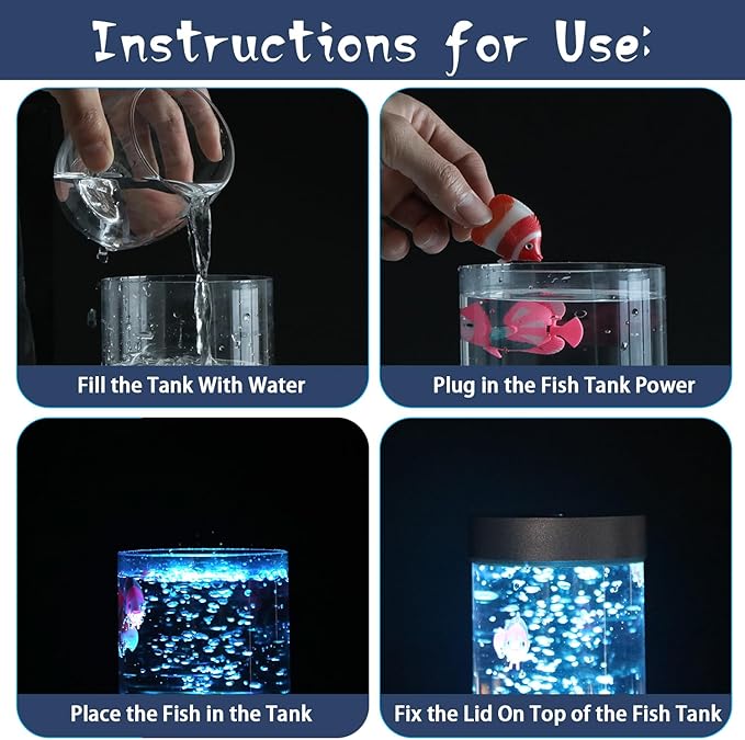 Fish Lamp, Fake Fish Tank with Aquarium Night Light, Kids Friendly Bubble Fish Lamp to Light Up Your Life Like a Lamp with Moving Fish Tank, Fish Tank Light and Aquarium Lamp SHTALHST