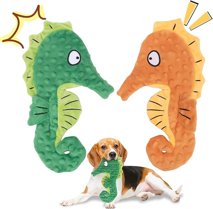 HGB Squeaky Dog Toys, No Stuffing Crinkle Plush Dog Toys for Small Medium Large Breeds, Interactive Dog Chew Toys for Aggressive Chewers, Puppy Teething, Pet Entertaining, 2 Pack - PAWPICO