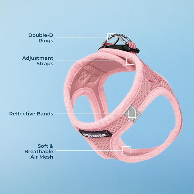 Voyager Step-in Air Dog Harness - All Weather Mesh, Reflective, No Pull Harness for Small, Medium Dogs, Cats - Secure with Hook & Loop Fastener, Buckle, Double D-Rings - Pink, XL BestPetSuppliesLLC