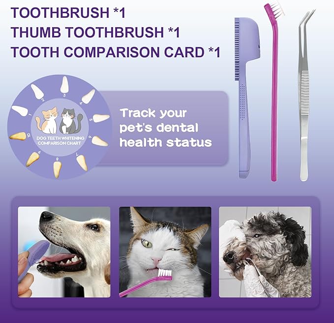 Dog Teeth Cleaning Kit-Dog Tooth Plaque Remover-Ultimate Pet Dental Care Kit - Ultrasonic Teeth Cleaner and Plaque Remover for Dogs | Complete Oral Hygiene Solution-White VVHOMIFE