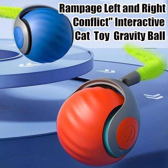 Speedy Tail 2.0,Speedy Tail Cat Toy,2025 New Generation Interactive Cat Toy,Smart Interactive Cat Toy Ball,Two Speed Adjustment,Automatic Moving Cat Toy Ball with Tail (Mix (Blue) - PAWPICO