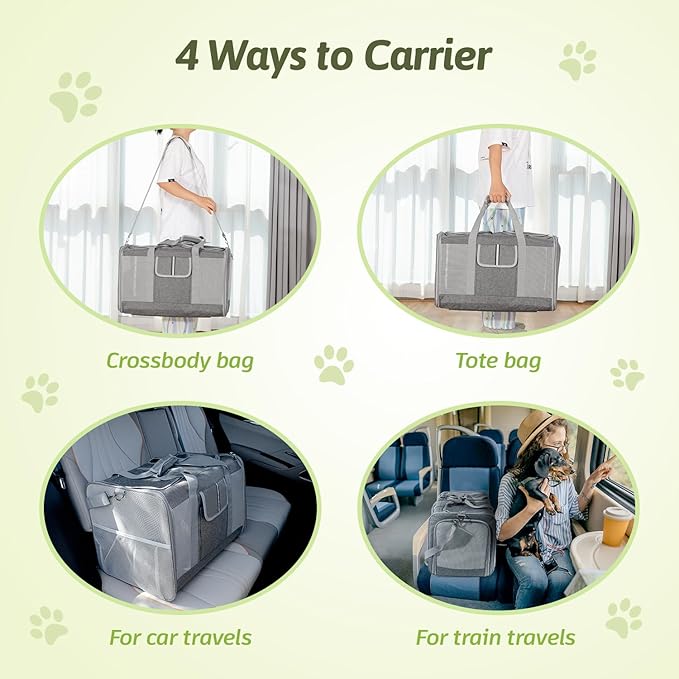 Sedioso Extra Large Cat Carrier for 2 Cats, 24x 14x 16in Pet Carrier for Cat and Dog Up to 40lbs, All-Sided Large Mesh Cat Carrier with Great Ventilation, Portable Soft Sided Pet Carrier for Traveling - PAWPICO