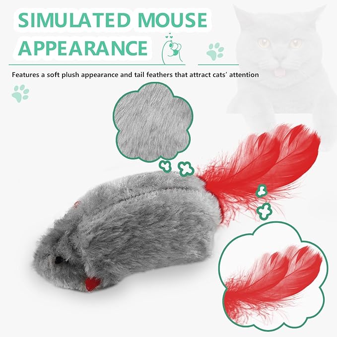 FYNIGO Self Play Cat Toys,2 Pack Door Hanging Cat Mouse Toy with Squeaky Sound,No Batteries Required,Interactive Cat Enrichment Toys for Bored Indoor Adult Cats,Cat Boredom Toys Mice with Feather Tail - PAWPICO