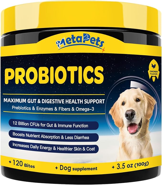 Probiotics for Dogs - Dog Probiotics for Digestive Health, Prebiotics, Enzymes, Fiber, and Omega-3 with Vitamins to Promote Intestinal Health, Support Immunity, Allergies & Itchy Skin, 120 Bites PAWPICO