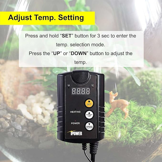 Simple Deluxe 150W Reptile Heat Bulb and 40-108 Degrees Fahrenheit Digital Thermostat Controller Included, for Amphibian Pet & Incubating Chicken, Black SimpleDeluxe