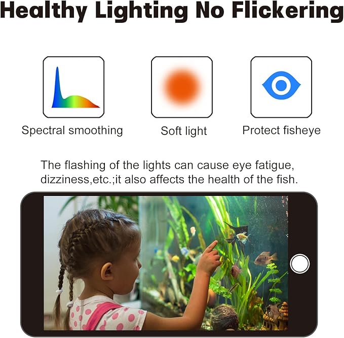 Aquarium Lights Fish Tank Light 10 20 30 55 Gallon Planted Aquarium LED Light with Switch (18-24") Waterrebirth
