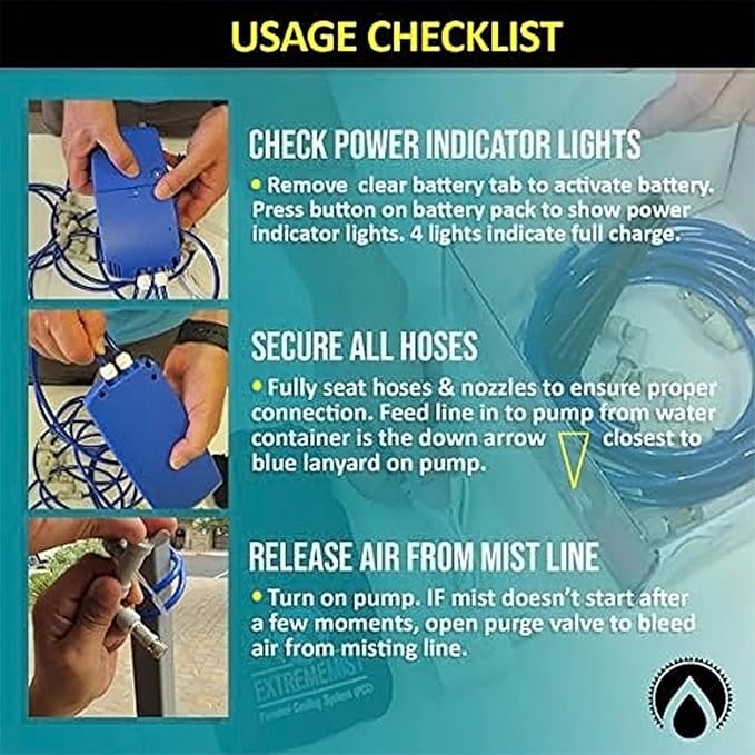 EXTREMEMIST Portable Misting System - 4 Mist Nozzles | Easy to Setup | 16 ft. Mist Line for Outdoor Patios, Golf Carts, Greenhouses, Canopy, Decks & More - Cools The air up to 30°F (17°C)! ExtremeMist