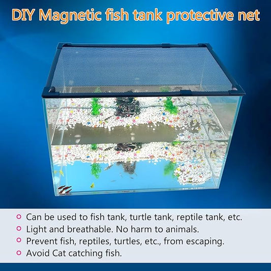 DIY Magnetic Fish Tank lid Cover Protective net (72''X26''(183X66cm) Keep Fish from Jumping Out Prevent Fish, Reptiles, Turtles JOOFAN