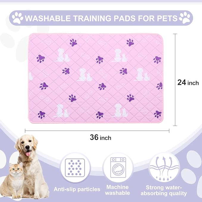 Washable Pee Pads for Dogs 2 Pack Non-Slip Reusable Puppy Pads 24x36 inch Reusable Pet Training Pads Puppy Pads Dog Training Pads with Fast Absorbent ,Waterproof Bed Pads,Dog Crate Pad - PAWPICO