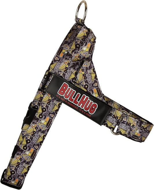 BULLHUG Harness – Made for Larger Chested Dogs Like English Bulldogs, French Bulldogs, Pugs & More. Stops Dogs from Pulling & Choking on Walks (Tonka Trucks, XL) BULLHUG