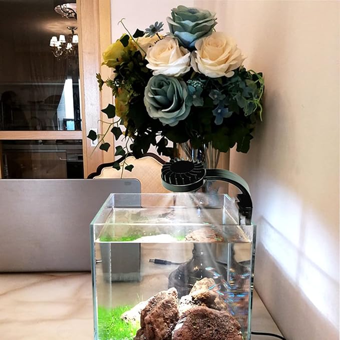 Full Spectrum Aquarium Light, Small Clip Light for Fish Tank with 2 Blue 10 White LED, 5W Brightness, for 3-5mm Thick (Black) BigTron