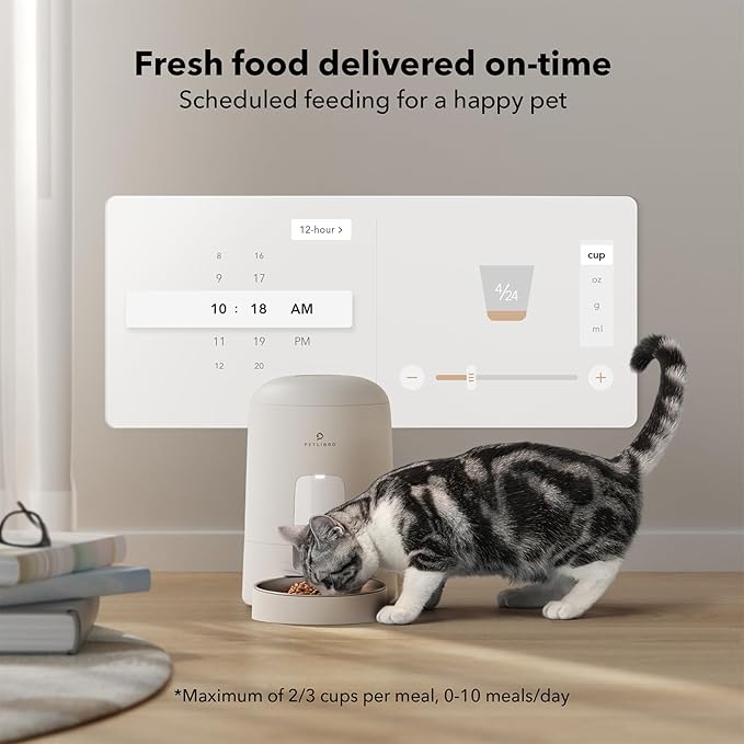 PETLIBRO Automatic Cat Feeder, Wi-Fi Rechargeable Cat Food Dispenser Battery-Operated with 30-Day Life, AIR 2.4G Wi-Fi Timed Pet Feeder for Cat & Dog, 2L Auto Cat Feeder, White - PAWPICO
