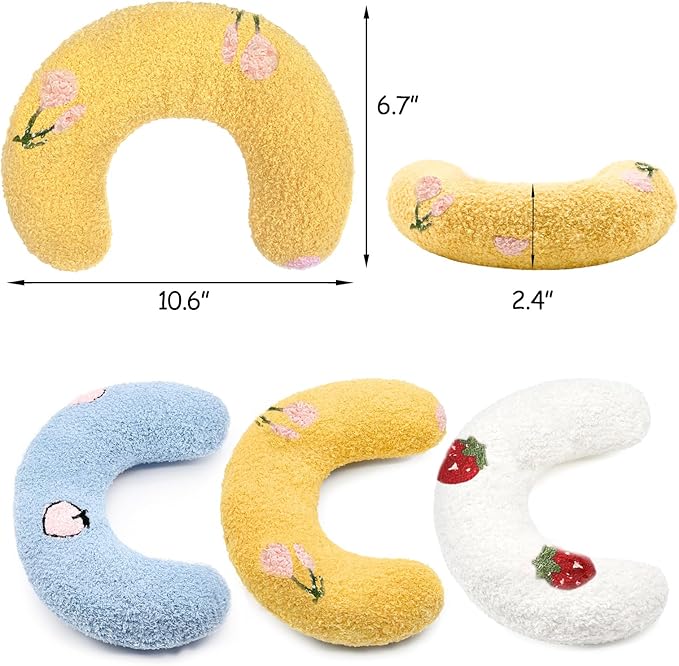 ucho Pillow for Cats, Ultra Soft Fluffy Pet Calming Toy Half Donut Cuddler, U-Shaped Pillow for Pet Cervical Protection Sleeping Improve- Yellow ucho