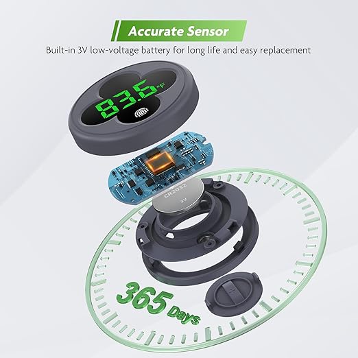 Aquarium Thermometer Digital, LED Fish Tank Thermometer Wireless Accurate Temperature Gauge to ±0.9℉, Aquarium Accessories for Fish Tank, Betta, Axolotl Tank or Aquatic, Replaceable Battery PAIZOO