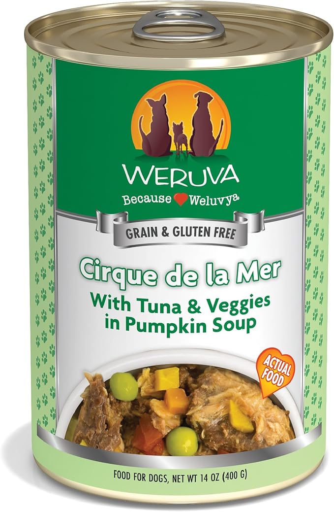 Weruva Classic Dog Food, Cirque de la Mer with Tuna & Veggies in Gravy, 14oz Can (Pack of 12) - PAWPICO