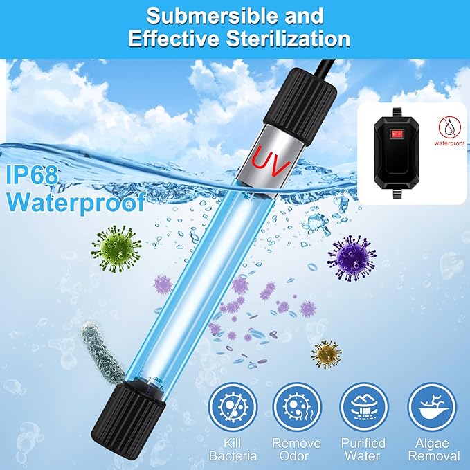 Aquarium Clean Light,3 W mini &13W Submersible Light,Aquarium Water Clean Green Clear Waterproof Clean Lamp for Pond,Swimming Pool,Indoor (13W) AquariumPetsFishMonopoly