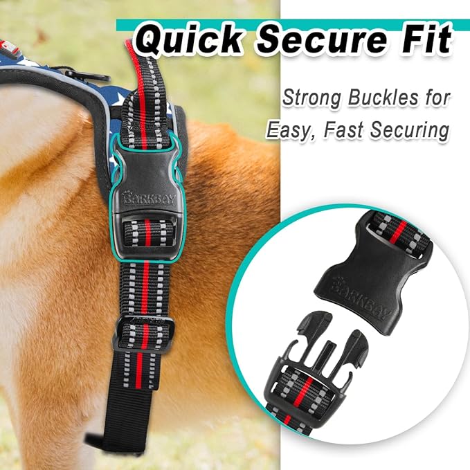BARKBAY Dog Harness No Pull for Large Dogs - Adjustable, Reflective, Comfortable, No Choke, Heavy-Duty - Perfect for Outdoor Training, Walking, and Hiking - Strong & Durable - XL & Star BARKBAY