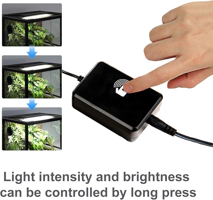 REPTI ZOO Reptile Aquarium Terrarium LED Light Ultra-thin Day and Night Light for Reptiles Aquarium Light, 3-Color Modes LED Light Hood 15W for 18 inch or Larger Terrariums for Reptile Plant Fish Tank REPTIZOO