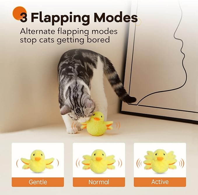 Potaroma Cat Toys Rechargeable Flapping Duck with SilverVine Catnip, Lifelike Quack Chirping, Touch Activated Kitten Kicker Plush Interactive Exercise Toys for All Breeds - PAWPICO