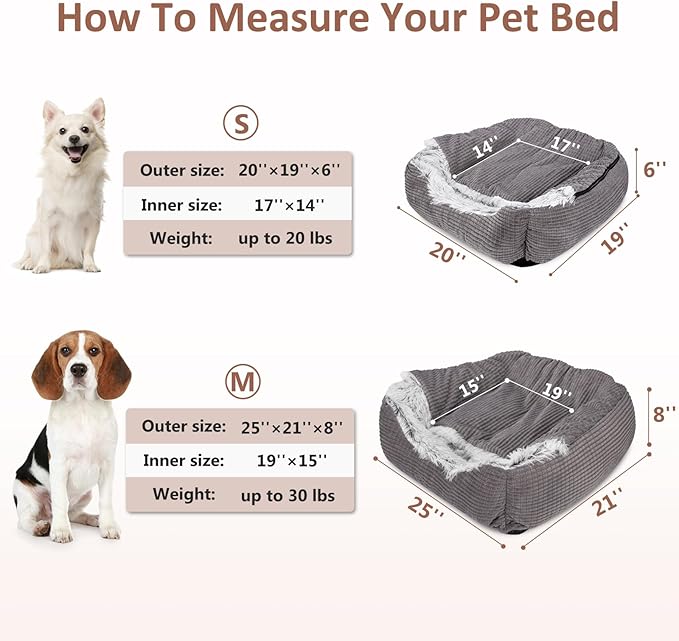 MIXJOY Dog Beds for Small Dogs, Rectangle Cave Hooded Blanket Puppy Bed, Luxury Orthopedic Cat Beds for Indoor Cats, Warmth and Machine Washable (20 inches, Grey) - PAWPICO