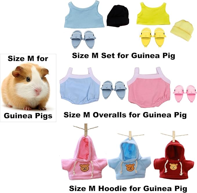 Hamster Costume Set with Shirt, Hat, Shoes, Small Animal Cute Shark Slipper for Real Pets, Cute Mini Rat Holiday Party Clothes, for Fun, Photos. (Size M, Pink Overalls) KnocKconK