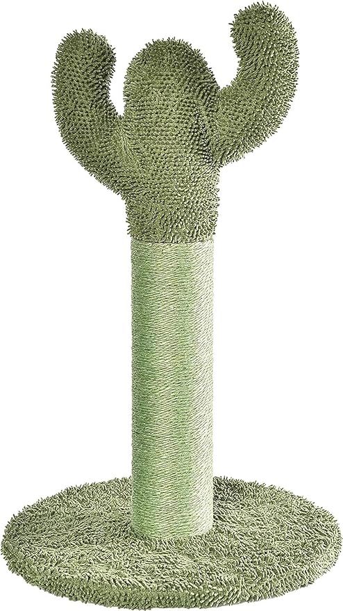 Amazon Basics Cactus Cat Scratching Post with Dangling Ball, 25.6 Inches, Green - PAWPICO