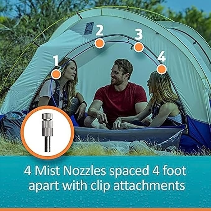 EXTREMEMIST Portable Misting System - 4 Mist Nozzles | Easy to Setup | 16 ft. Mist Line for Outdoor Patios, Golf Carts, Greenhouses, Canopy, Decks & More - Cools The air up to 30°F (17°C)! ExtremeMist