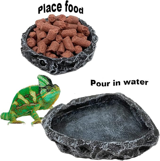 2 Pack Reptile Feeding Dish Corner Bowl, Reptile Water Dish Food Bowl, Reptile Feeding Terrarium Bowls for Bearded Dragon Lizard Frog Gecko Tortoise Hermit Crab CATENESS